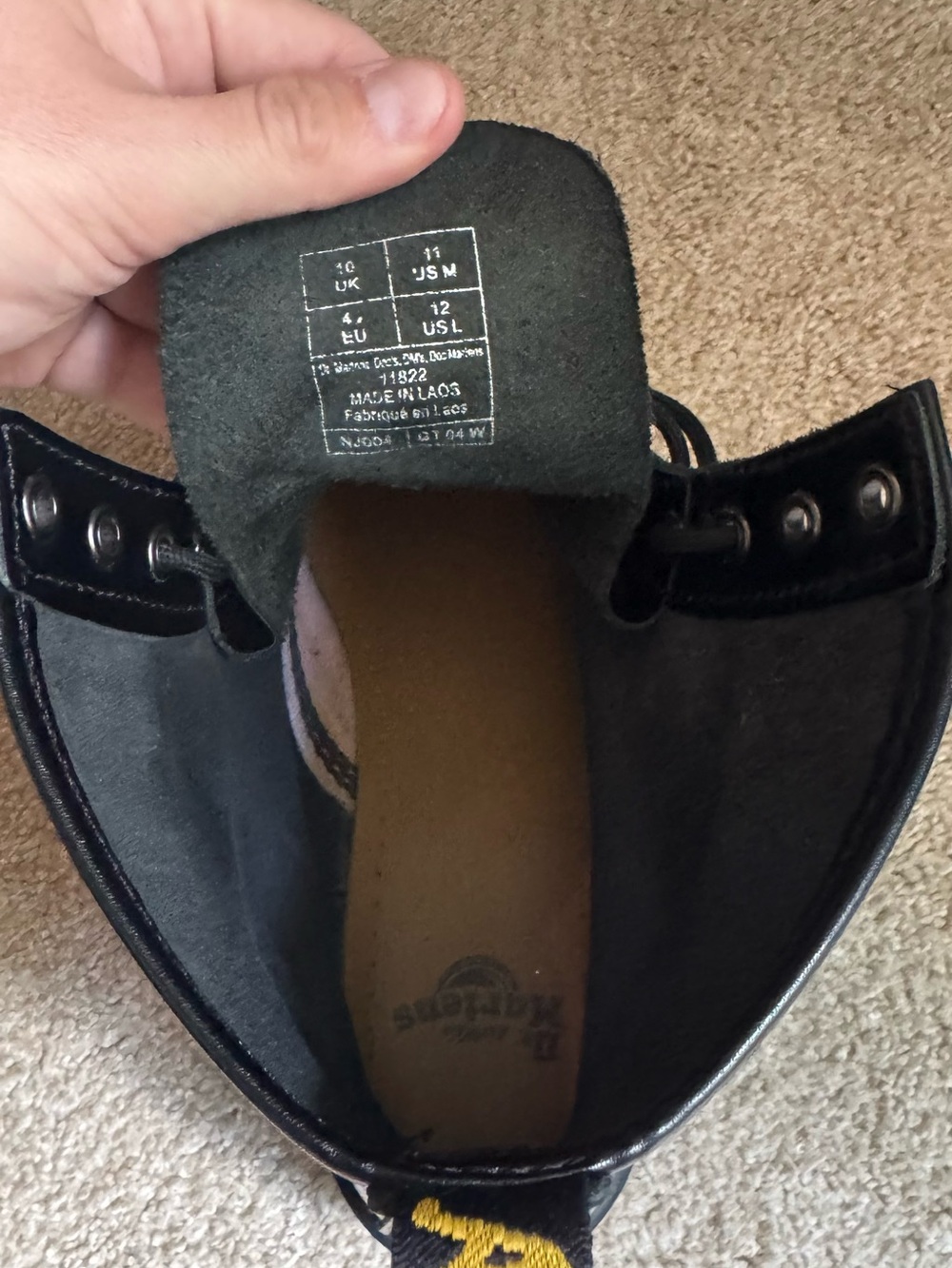 Black Leather Lace-Up Boots with Yellow Stitching - Picture 5 of 9
